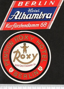 Tradera Kuriosa<2 bagageetiketter, Berlin Tyskland hotel hotell