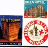 Tradera Kuriosa<3 bagageetiketter, Milano Italien hotel hotell