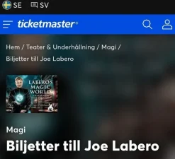 Tradera 4 biljetter till Joe Labero A Magic Night - Linköping 16 februari 2025> Övriga Biljetter