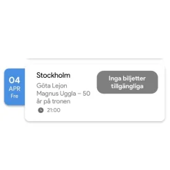 Tradera 3 biljetter till Magnus Uggla - 50 år på tronen> Konserter