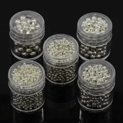 Tradera 5 boxar (ca 2355st) Distanspärlor Silver 5 storlekar 2-5mm^ Smyckestillverkning