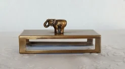 Tradera ~ ELEFANT DECO ~ TÄNDSTICKSASK HÅLLARE ~> Tenn & Mässing