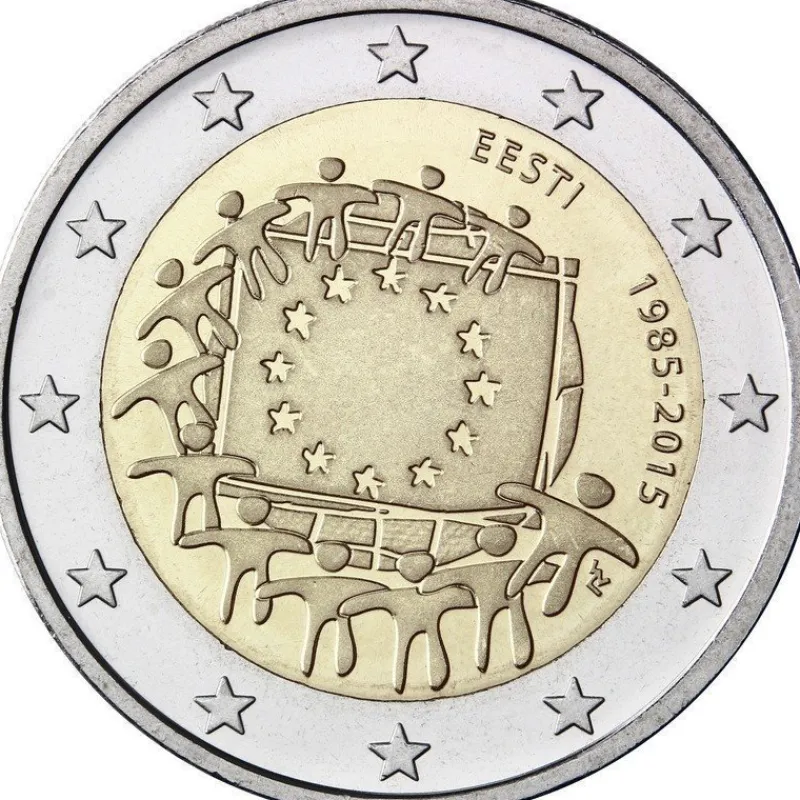 Tradera 2015 Estland, 30-årsjubileum av Europeiska unionens flagga^ Euromynt & Sedlar