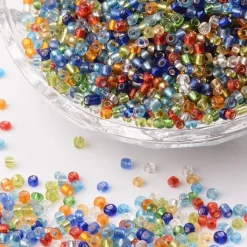 Tradera 30 gram (ca 2000st) Seed Beads 2mm Transparent Mixfärg och Silverfordrad insida^ Smyckestillverkning