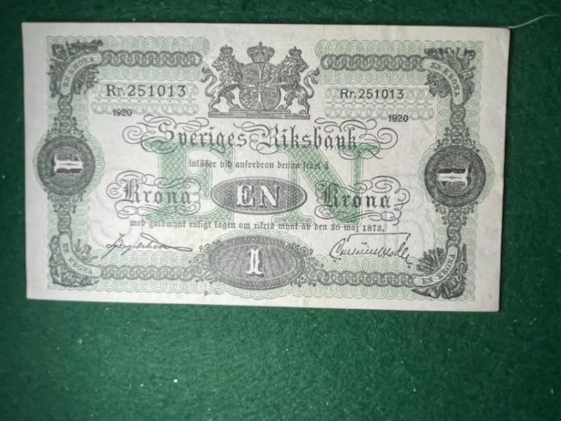 Tradera 1 Kronas Sedel 1920^ Sedlar