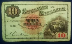 Tradera 10 Kronor 1938 sedel^ Svenska Mynt