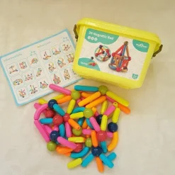 Tradera 72 MAGNETISKA BYGGBITAR I LÅDA 3D Magnetiska Stavar MAGNETIC ROD NYSKICK> Magneter