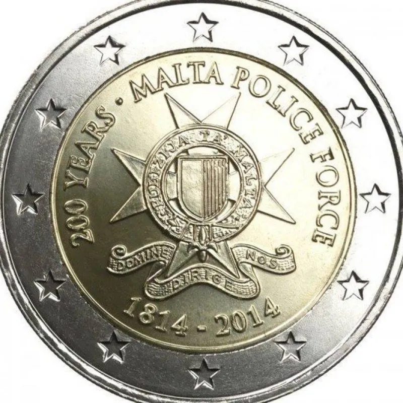 Tradera 2014 Malta 200 år av Maltapolisen, 2 Euro^ Euromynt & Sedlar