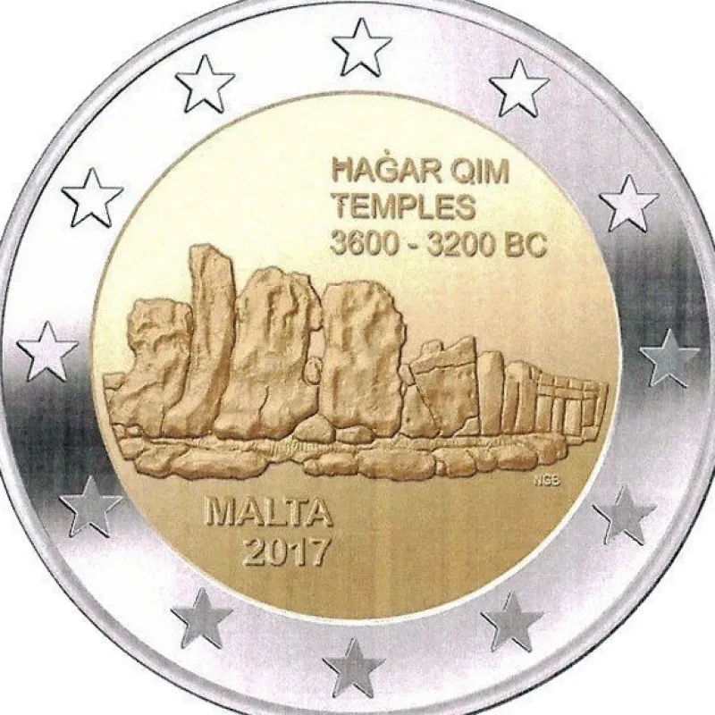 Tradera 2017 Malta, Hajar Kim Temples, 2 Euro^ Euromynt & Sedlar