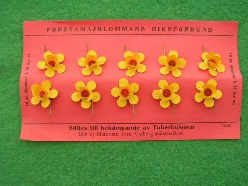 Tradera Majblommor<10 ocirkulerade Majblommor 1929 på originalkarta