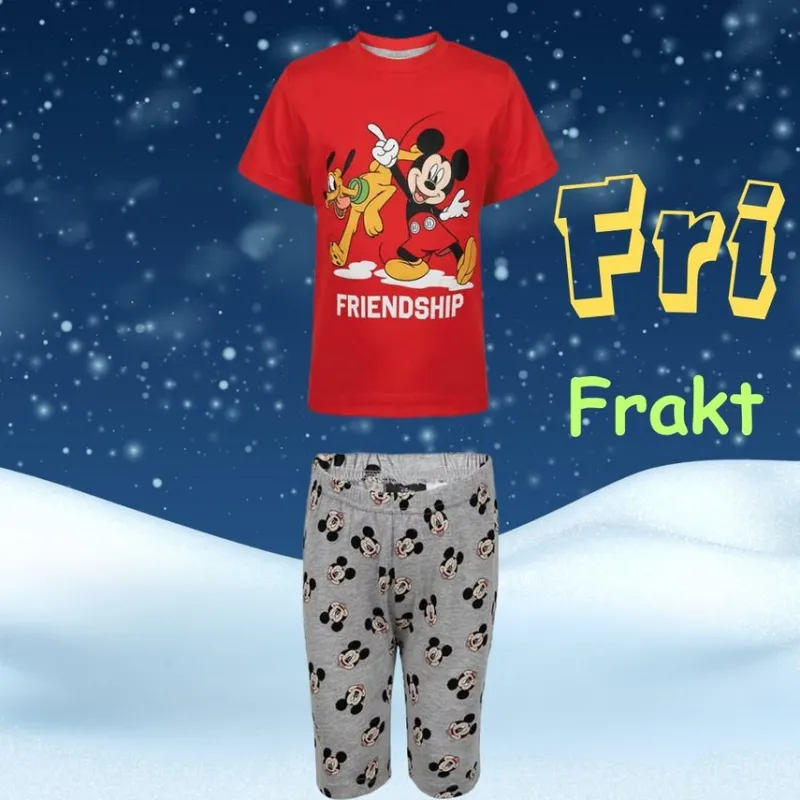 Tradera 1 Pack Pyjamas Kortärmad Med Shorts DISNEY MICKEY & MINNIE Röd/Grå Melange> Barnkläder