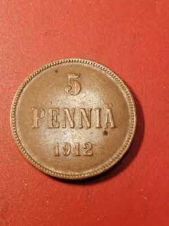 Tradera *5 penni 1912 Koppar Nikolaj II *Bra condition*Se bilder*^ Utländska Mynt