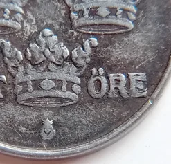 Tradera 1 öre 1944 järn, dubblerad frånsida. Mis 7b^ Svenska Mynt