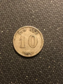Tradera 10 öre 1907, silver.^ Svenska Mynt