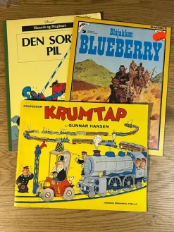 Tradera 3 seriealbum: Professor Krumtap, Den Sorte Pil, Blueberry> Serier Övriga Världen