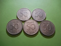 Tradera 5 ST 50 ÖRE GUSTAF VI ADOLF FRÅN 1961 MED 40% SILVER.^ Svenska Mynt