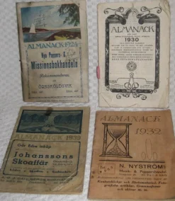 Tradera 4 st. antika gamla almanackor från 1924-1932, fick-almanacka, vintage.> Almanackor & Kalendrar