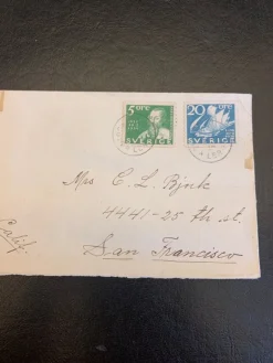 Tradera Allmänna Motiv<2 st gamla kuvert ca 1937 postade från Sverige till San Fransisco