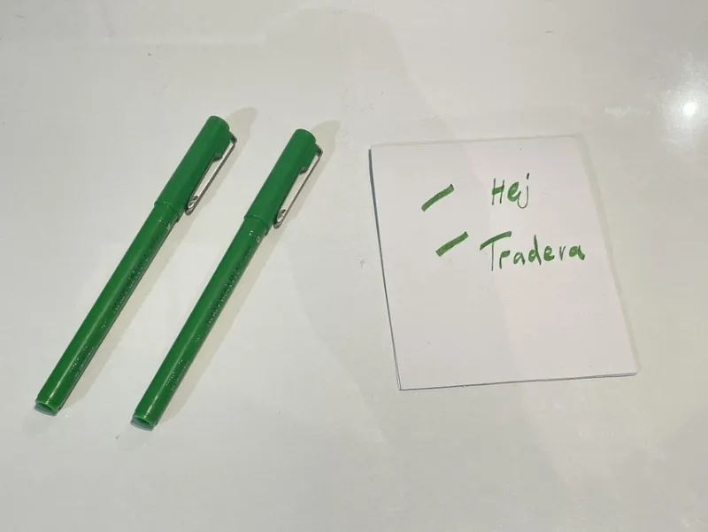 Tradera Pennor & Tillbehör<2 st gröna Tuschpennor Kalligrafi 3,5 Japan - Marvy penna