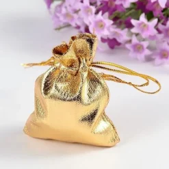 Tradera 25 st. Guld organza påsar c.a 7x 9 cm.^ Bröllopsdukning & Dekorationer