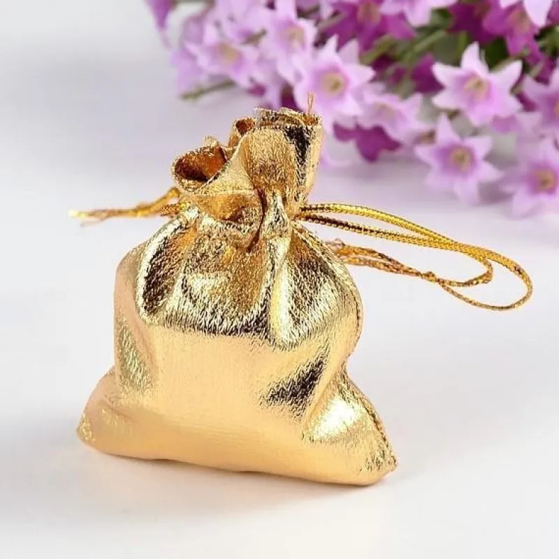 Tradera 25 st. Guld organza påsar c.a 7x 9 cm.^ Bröllopsdukning & Dekorationer