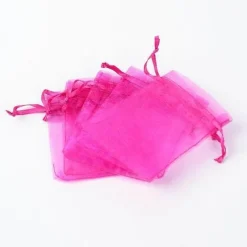Tradera 50 st. Handsydda Fuxia Organza påsar c.a 7x9 cm.^ Bröllopsdukning & Dekorationer
