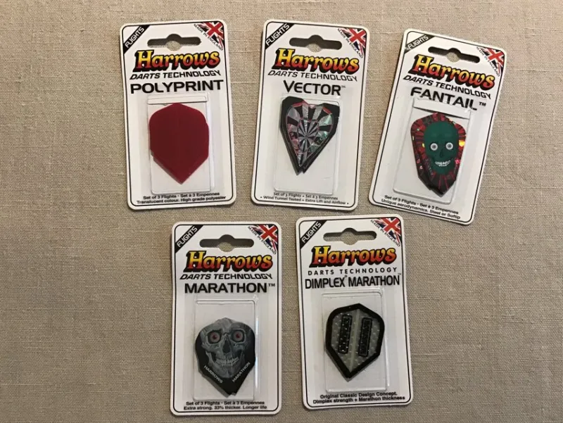 Tradera Dart<5 st Harrows Dartfjädrar - Polyprint, Vector, Fantail, Marathon & Dimplex