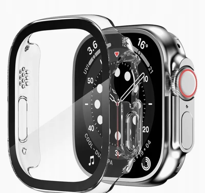 Tradera Övrig Telefoni<1 st Heltäckande Skal till Apple Watch Ultra Härdat glas 49 mm GENOMSKINLIGT