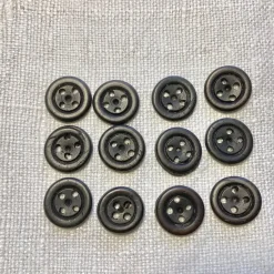 Tradera 12 st Äldre Benknappar Svarta 1,5 cm Ø Vintage.> Allmoge