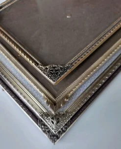 Tradera 4 ST ÄLDRE TAVELRAMAR FOTORAMAR KUPAT GLAS METALL VINTAGE 30 40 TAL RAM^ Ramar