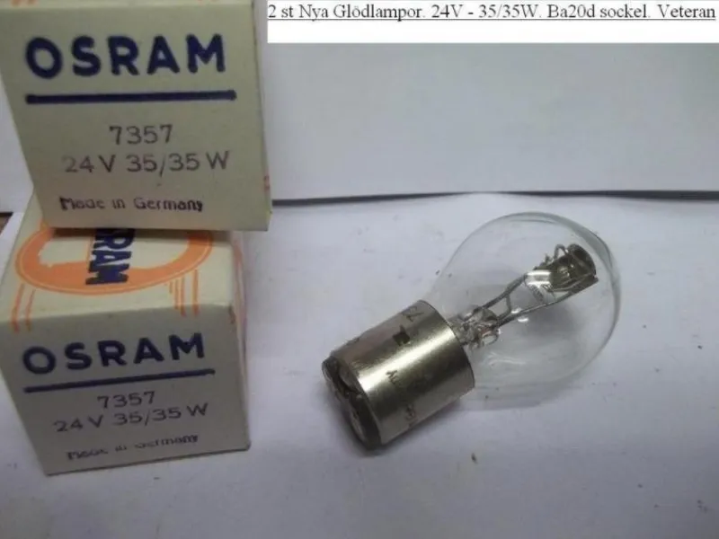 Tradera 2 st Nya Glödlampor. 24V - 35/35W. Ba20d sockel. Veteran^ Lastbilar & Bussar