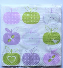 Tradera 4 st servetter Äpplen Pastell^ Hobbymaterial