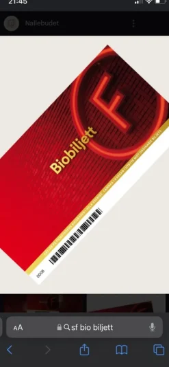 Tradera 4 st SF biobiljetter> Biobiljetter