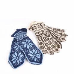 Tradera 2 St Stickade Finger Och Tumvantar Blå Brun Mönstrade Ull Stl 8 Herr> Handskar & Vantar