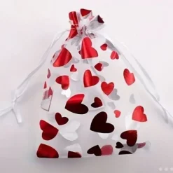 Tradera Smyckeskrin & -förvaring<2 st vackra påsar av Organza med röda hjärtan. Organzapåsar. Hjärta. Röd.