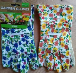 Tradera Trädgårdshandskar & -kläder<***** Trädgårdshandskar 2 par nya oanvända Ladies bomull blommiga sköna*****