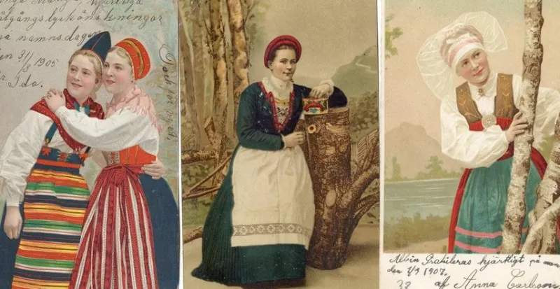 Tradera Allmänna Motiv<3 vackra folkdräktskort från ca 1905-07