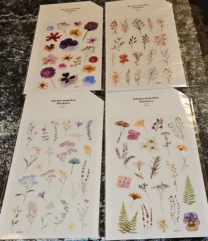Tradera 4 x Pressade blombilder klistermärken^ Scrapbooking