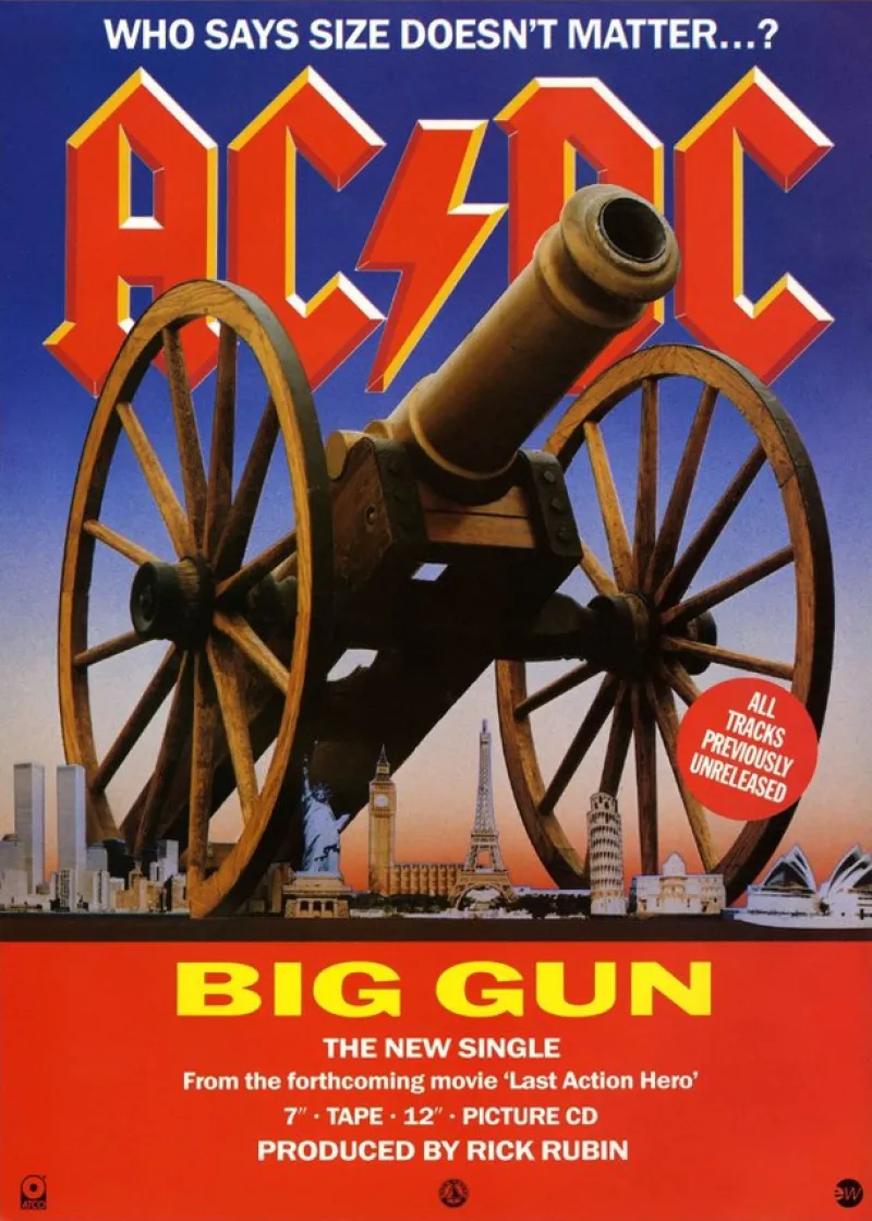 Tradera AC/DC BIG GUNS 1993 PHOTO POSTER^ Noter & Nothäften
