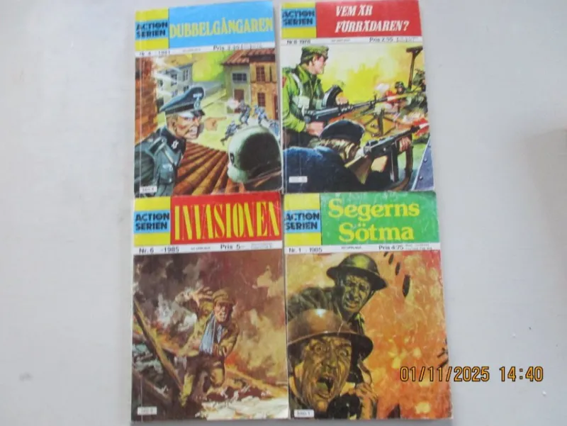 Tradera Action Serien: Dubbelgångaren, Vem är förrädaren?, Invasionen, Segerns Sötma> Svenska Serier