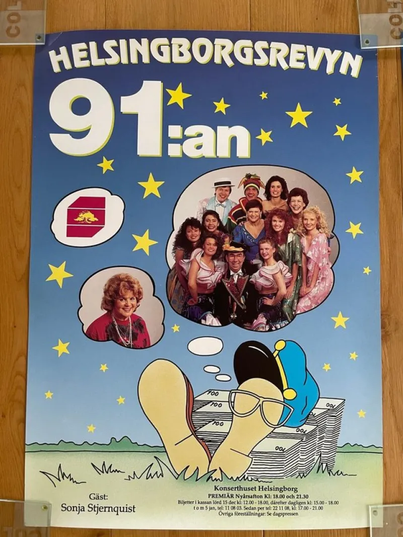 Tradera Affisch HELSINGBORGSREVYN - 91:an 43x62 Sv orig 1991^ Affischer