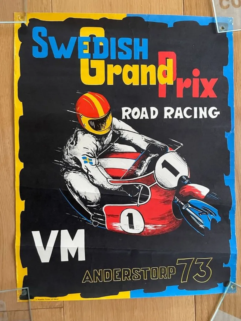 Tradera Affisch SWEDISH GRAND PRIX ROAD RACING 1973 31x40 Sv orig^ Affischer