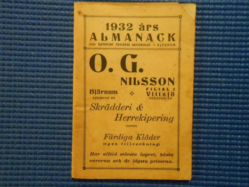 Tradera Almanacka 1932 Bjernums tryckeriaktiebolag Bjärnum> Almanackor & Kalendrar