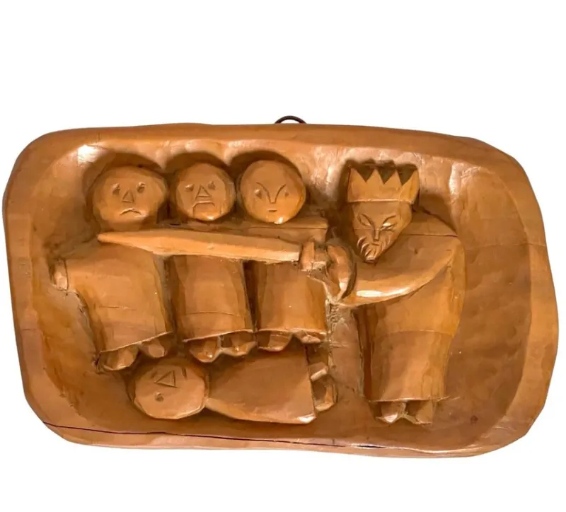 Tradera Alojzy Bystron 1937 - 1996, Träskuren Relief, signerad^ Reliefer