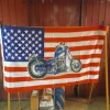 Tradera Amerikansk flagga med harley davidson chopper^ Flaggor