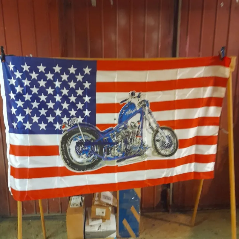 Tradera Amerikansk flagga med harley davidson chopper^ Flaggor