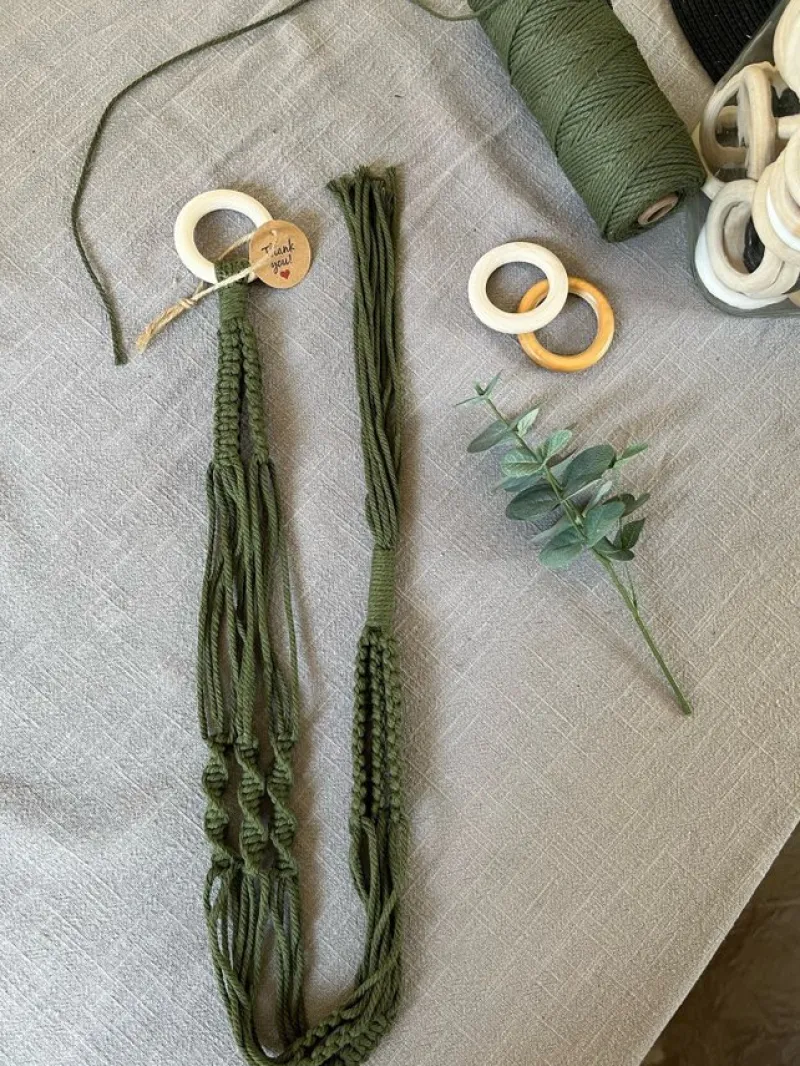 Tradera Krukor & Odlingssystem<Ampel mörkgrön makrame växthängare