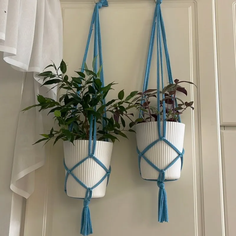 Tradera Krukor & Odlingssystem<Amplar för blomkrukor (13-15 cm) blåa, makramé, växt, plants