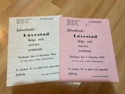 Tradera Priskuranter & Kataloger<Annonsblad från julmarknader i Lövestad 1966 & 1970