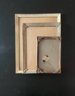 Tradera Antika, 3 Ramar, Fotoram, Kupat Glas, Mässing/Guld, Jugend, Vintage^ Ramar